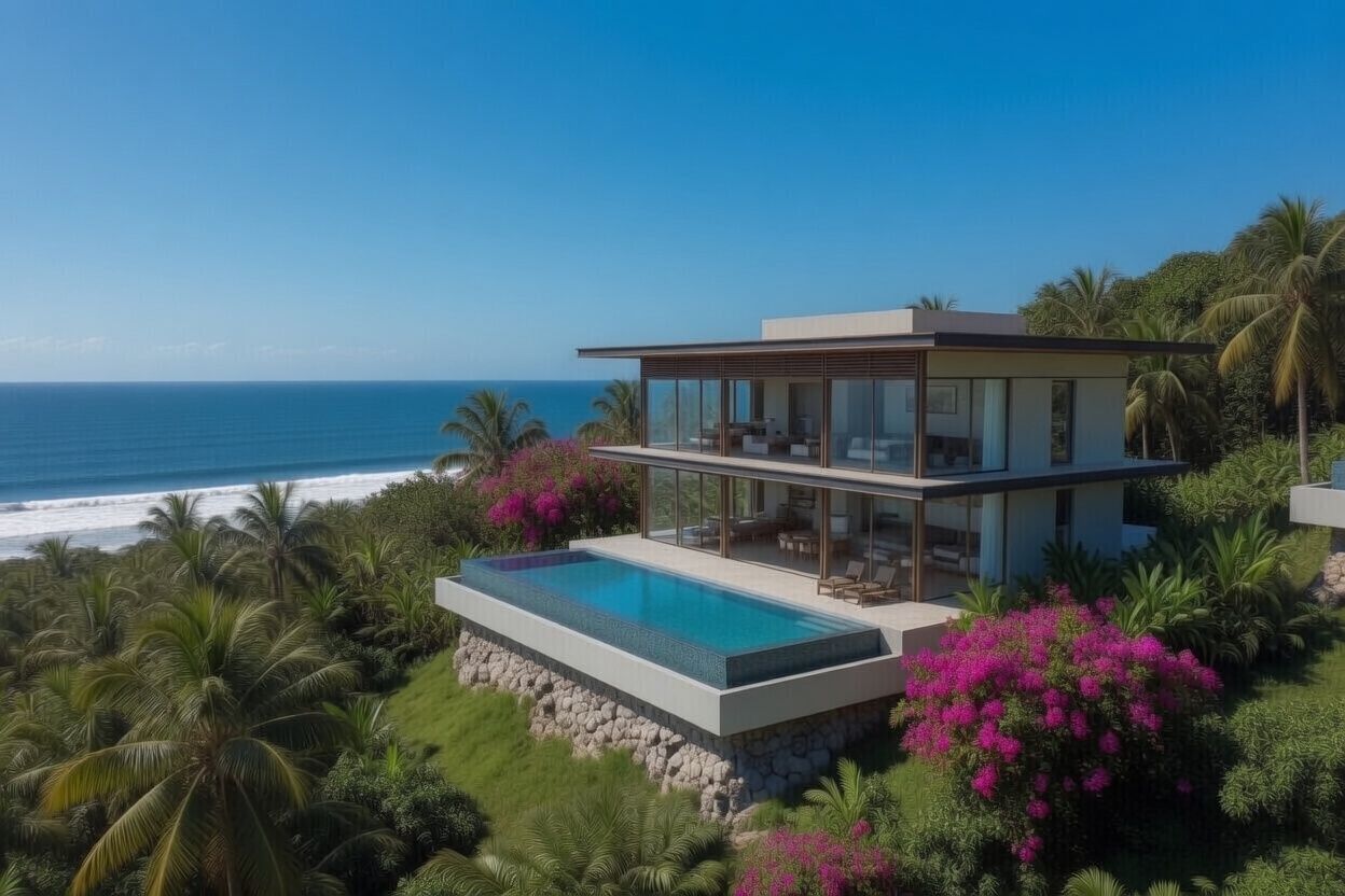 Villa concept at sunset