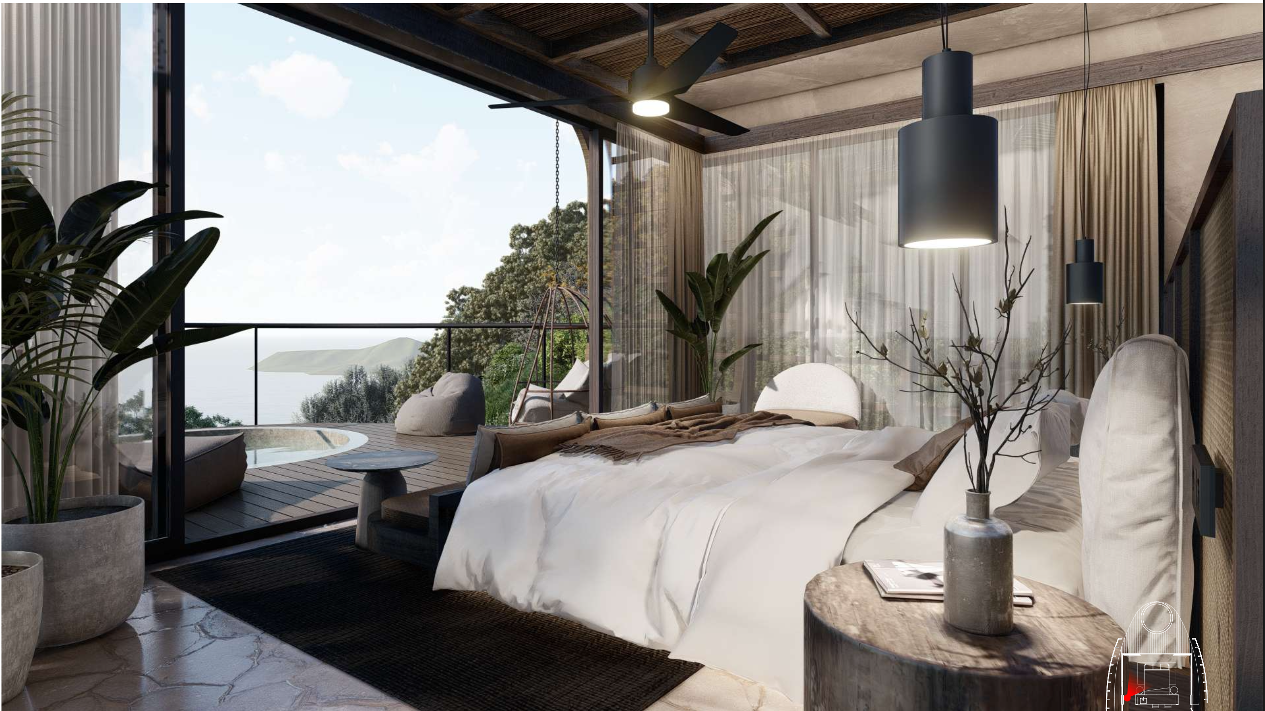 Master bedroom with ocean view