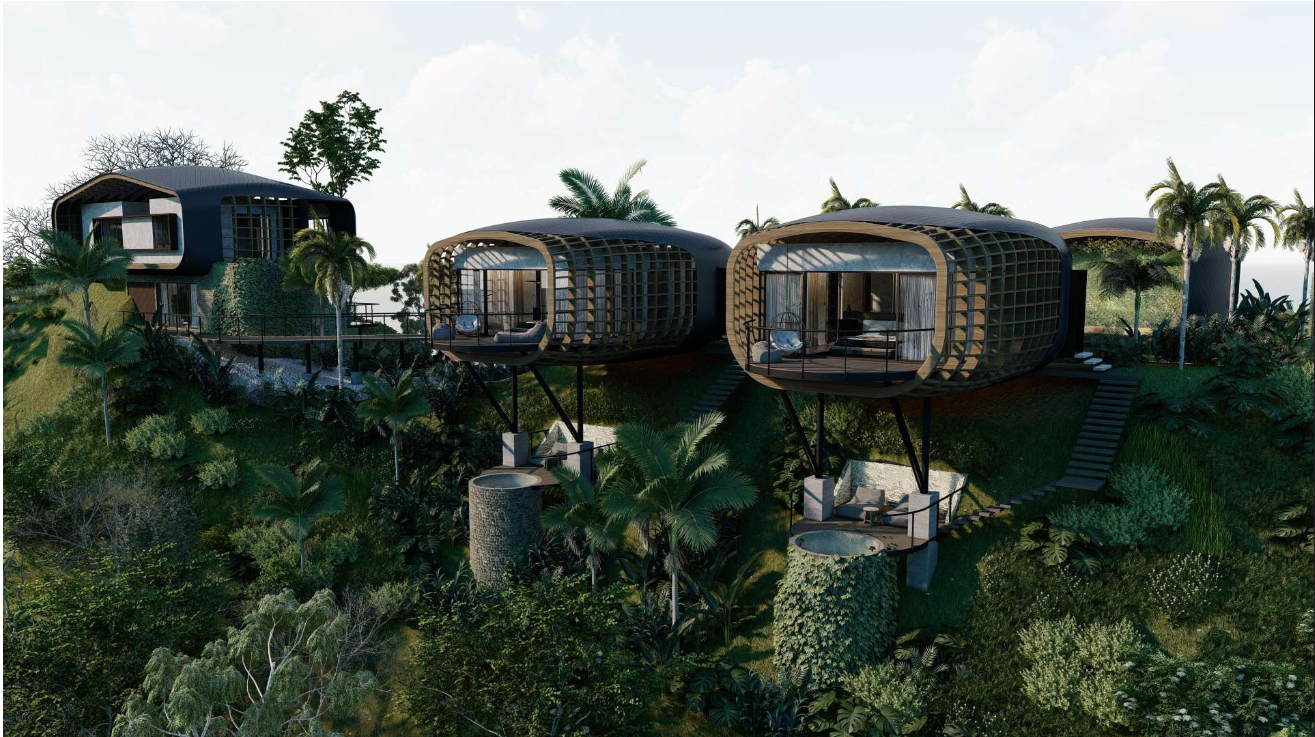 Cluster of Oropendola villas nestled in the jungle